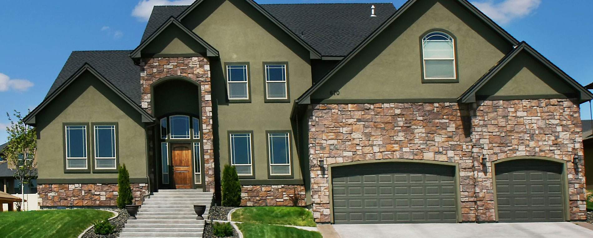 Big suburban house with a double garage